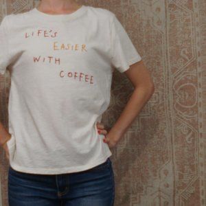 ⭐anthropology embroidered life is easier with coffee tee